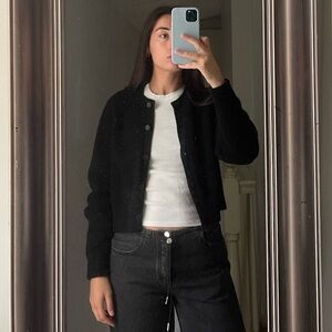 COS Cropped Black Wool Cardigan